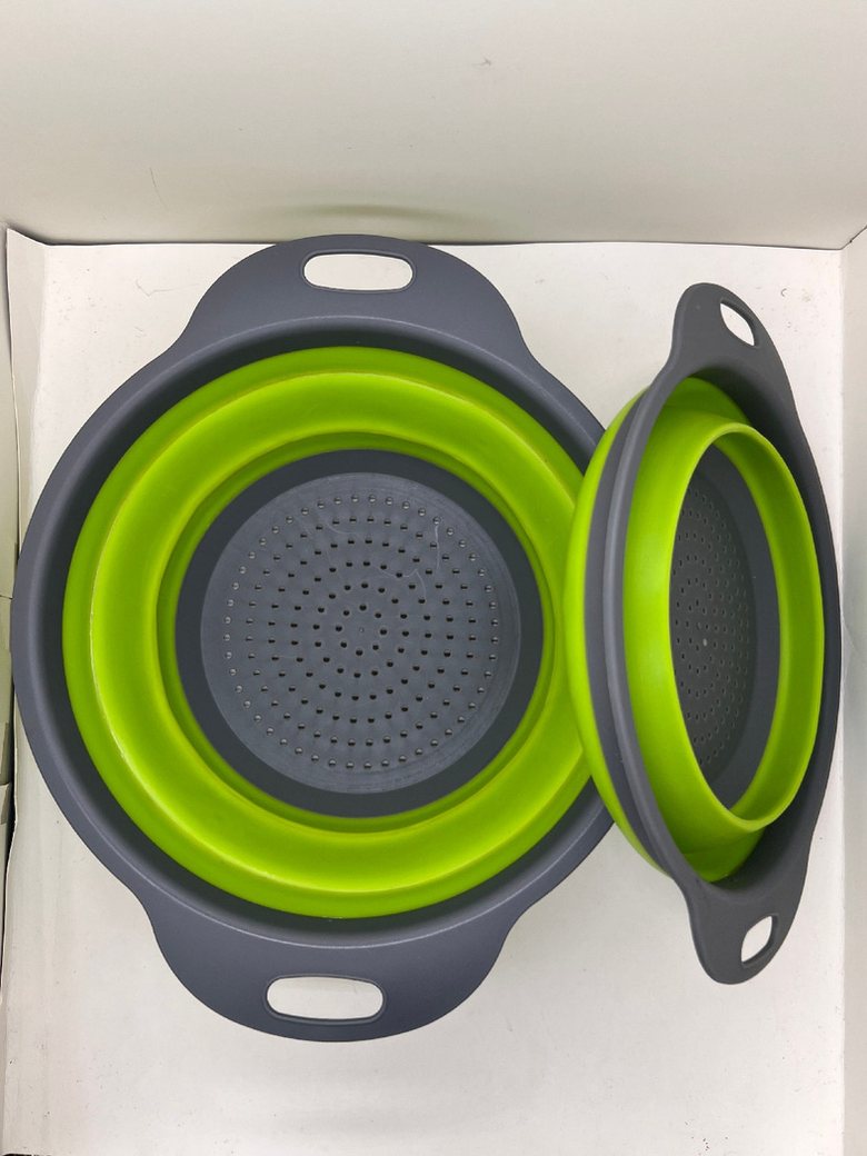 Grey and green collapsible folding basket