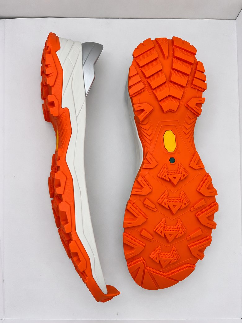 Orange outsole with white midsole