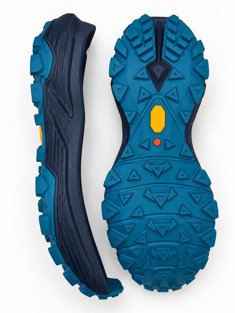 Teal and navy lugged outsole