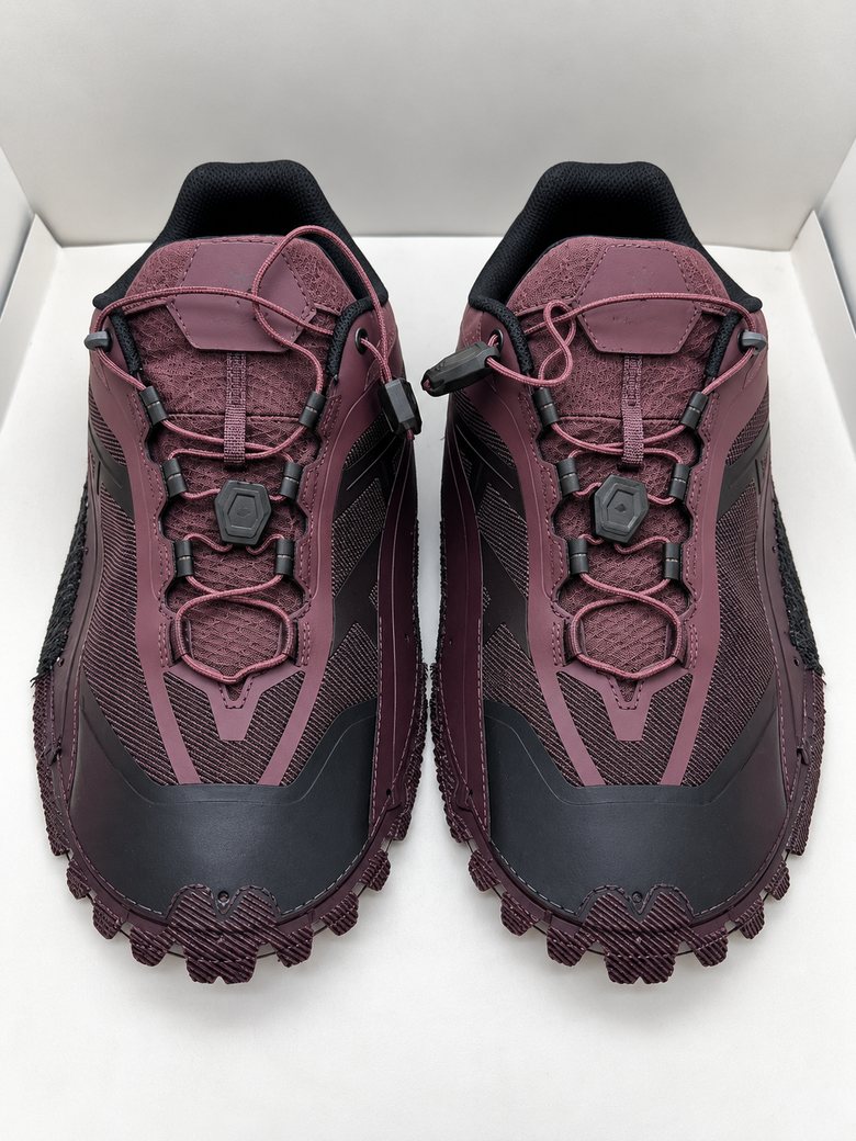 Burgundy mesh upper with toggle laces