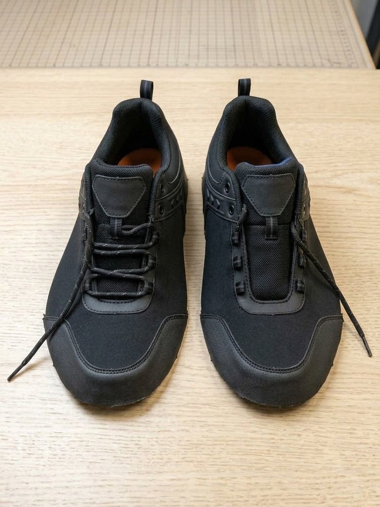 Black mesh upper with black laces
